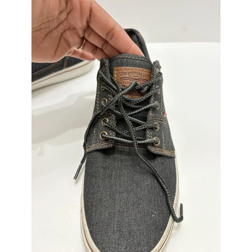 Levis Shoes Mens 7.5 Casual Sneakers Flats Comfort  Black Lace Up Low Shoes Levi